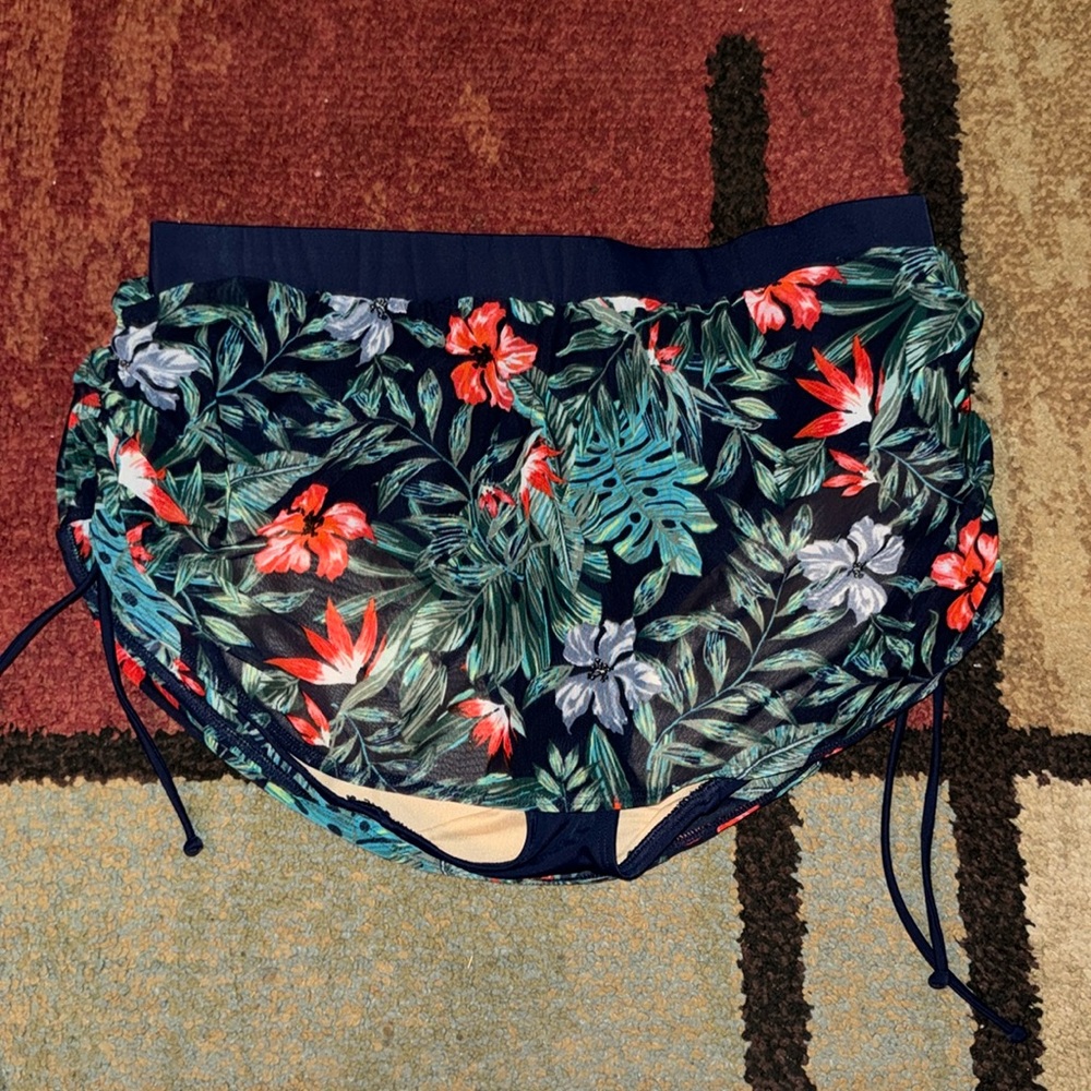 Swim By Cacique Black/Green/Red Bathing Suit Skort